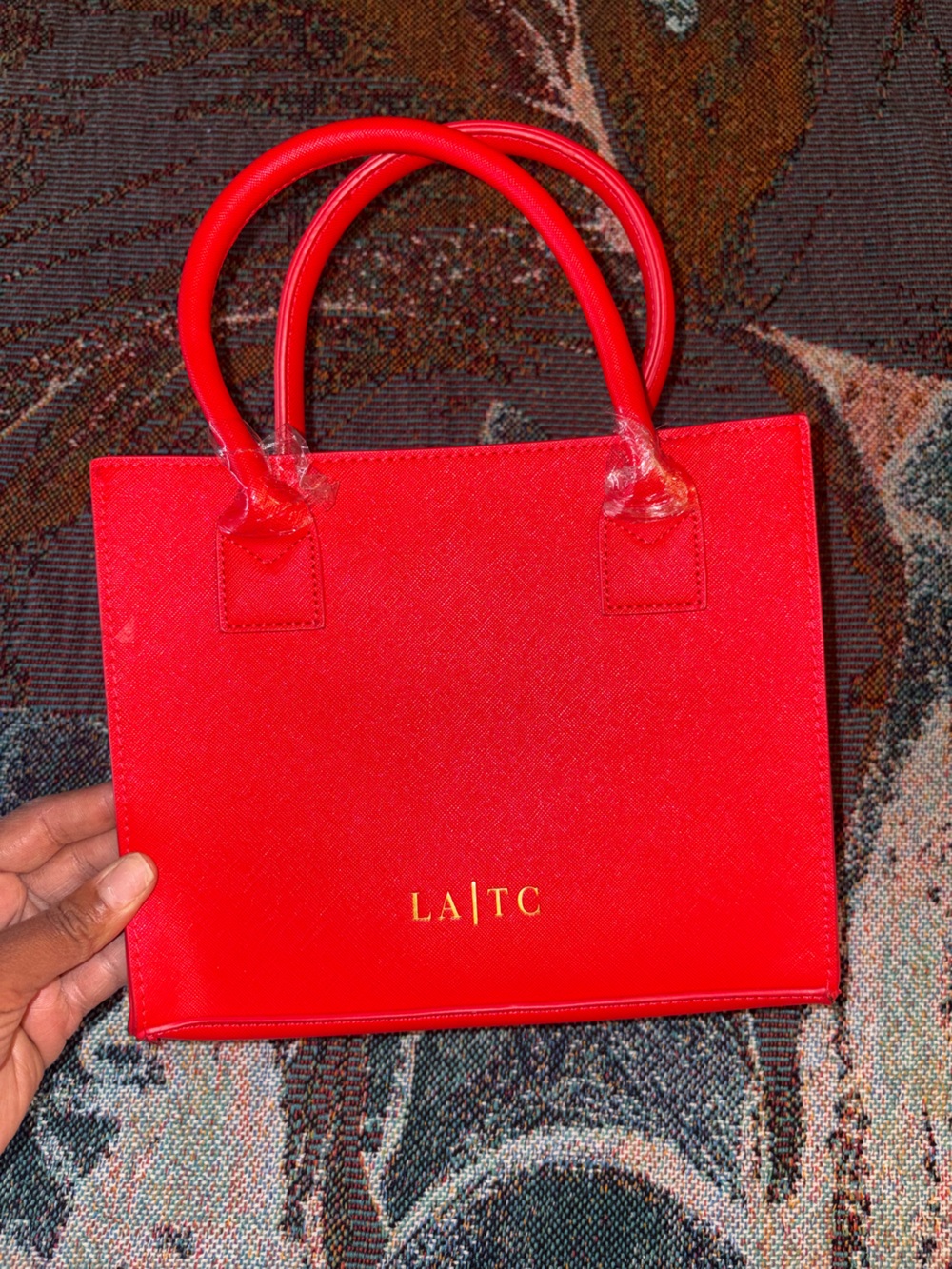 I Speak Designer Mini Handbag in Bright Red with White Detail - Picture 2 of 6